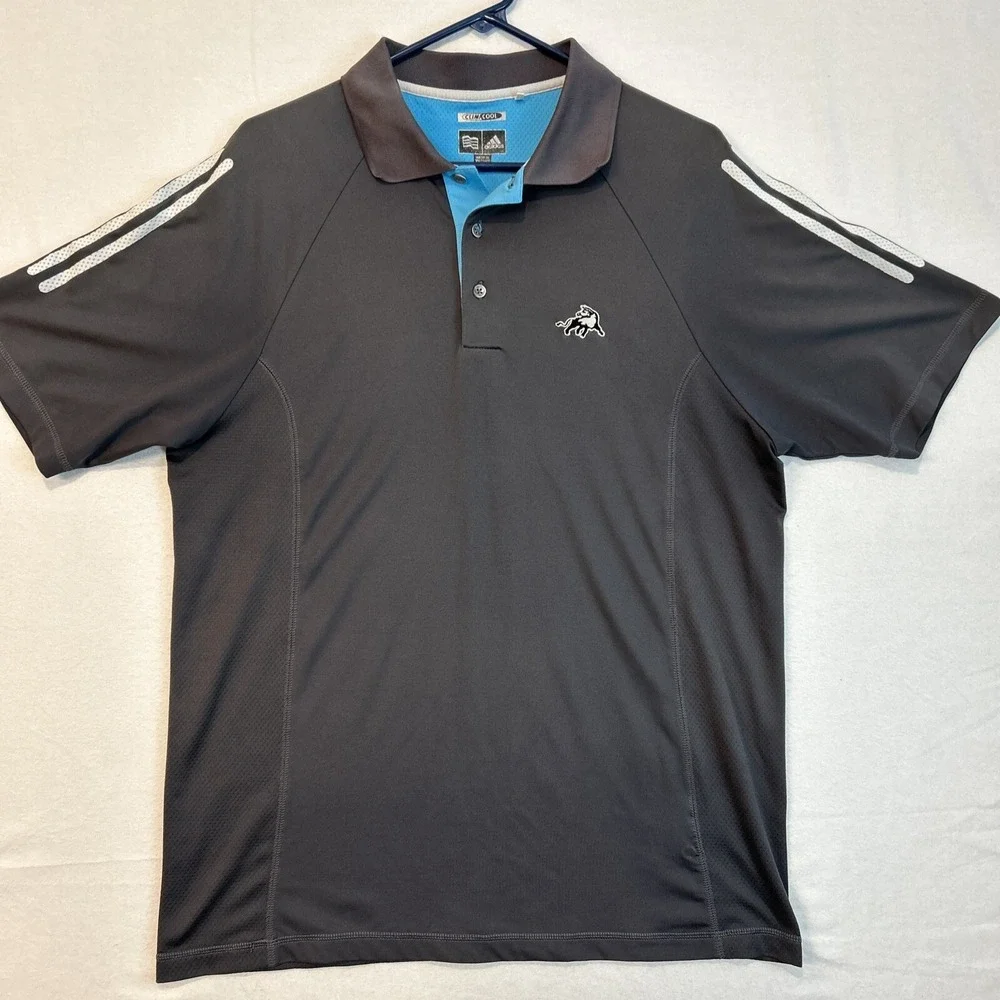 Adidas Mens Golf Polo Shirt Medium The Bull Jack Nicklaus Gray ClimaCool Polo